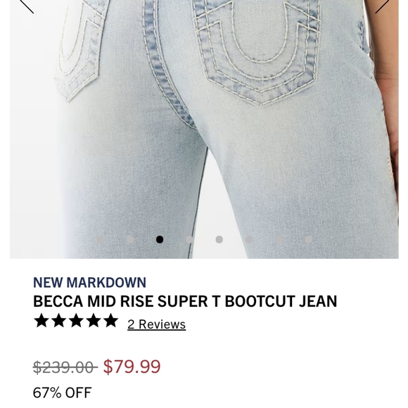 True Religion designer bootcut mid-rise jeans - Picture 8 of 8